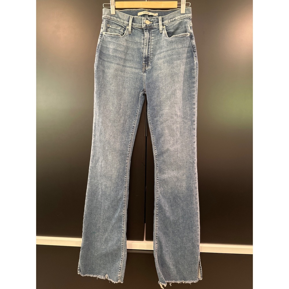 Hudson Barbara High Rise Bootcut Jeans Palace Wash Raw Hem Side Slit Blue 29